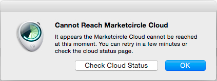 cannot reach marketcircle cloud error