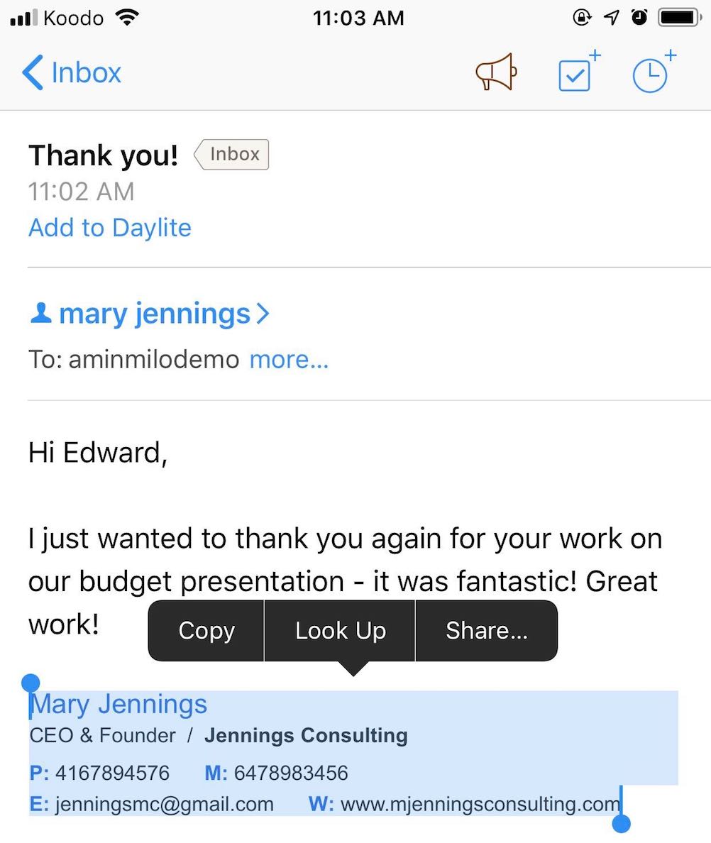 Daylite Mail iOS_creating email signature with custom text formatting