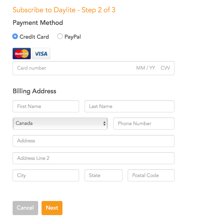 Daylite Preferences Account Subscribe to Daylite payment Method